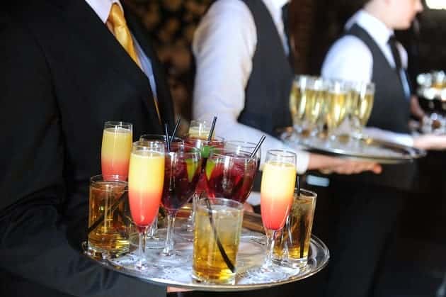 Wedding cocktails being served