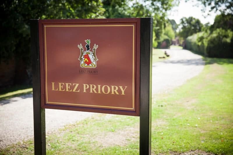 Leez Priory sign
